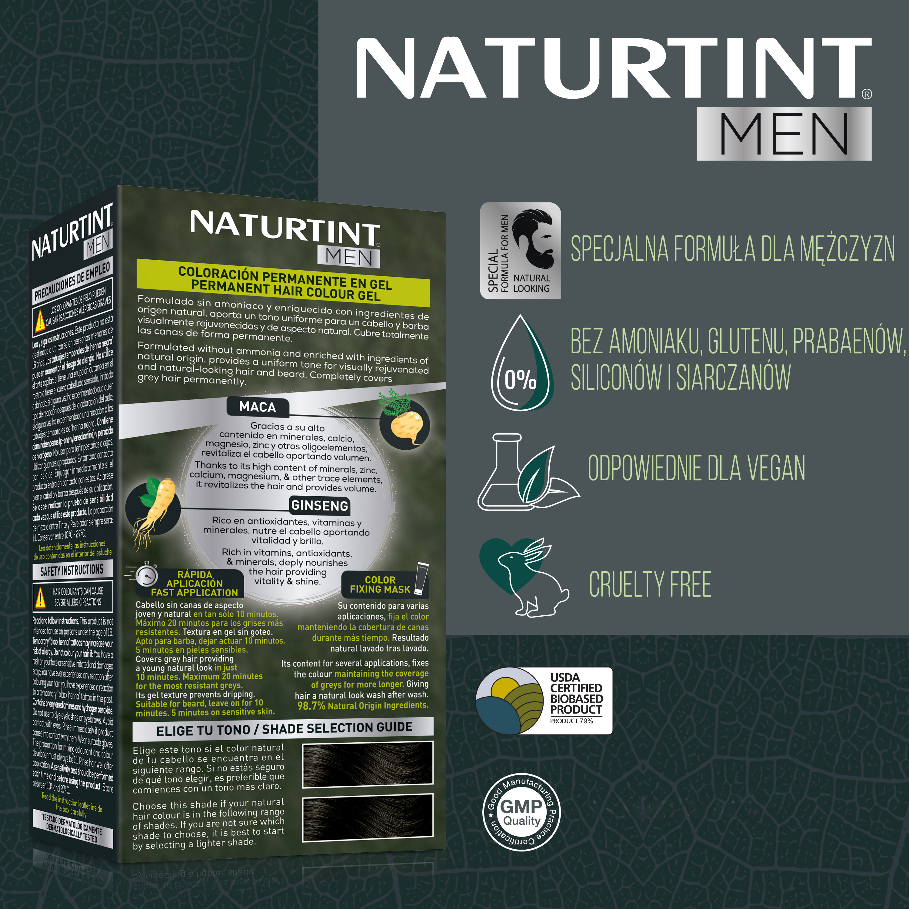Naturtint MEN Farba do włosów, brody i wąsów 1N Czarny Naturtint-MEN-przeznaczenie