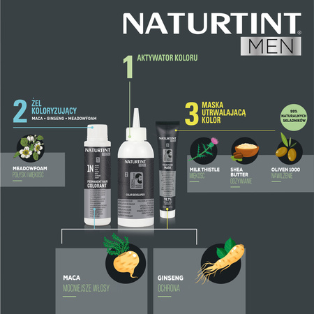 Naturtint MEN Farba do włosów, brody i wąsów 1N Czarny
